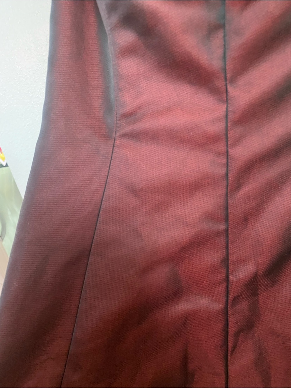 Burgundy Ruffled Tea-Length Dress - Picture 3 of 6